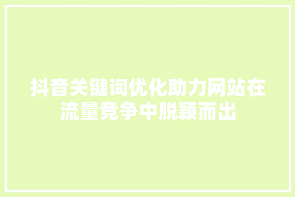 抖音关键词优化助力网站在流量竞争中脱颖而出