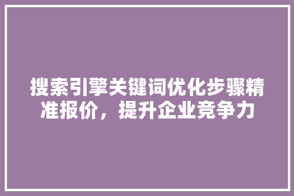 搜索引擎关键词优化步骤精准报价，提升企业竞争力 文字写作