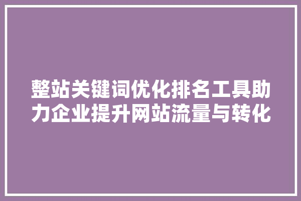 整站关键词优化排名工具助力企业提升网站流量与转化率