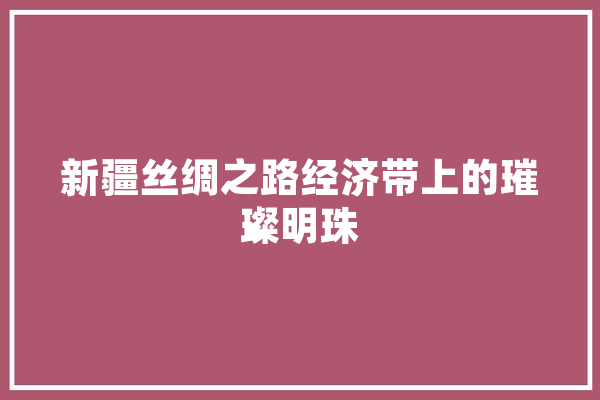 新疆丝绸之路经济带上的璀璨明珠