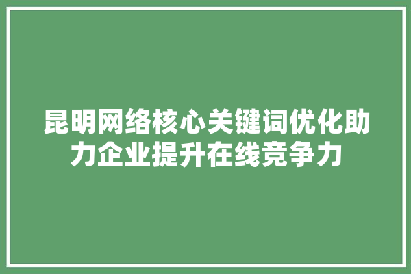 昆明网络核心关键词优化助力企业提升在线竞争力