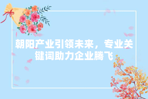 朝阳产业引领未来，专业关键词助力企业腾飞