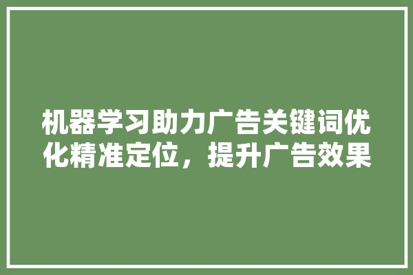机器学习助力广告关键词优化精准定位，提升广告效果