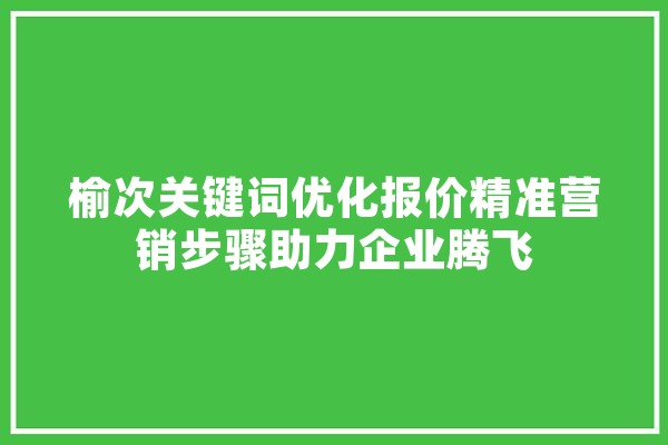 榆次关键词优化报价精准营销步骤助力企业腾飞 文字写作