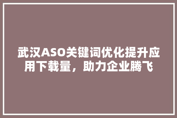 武汉ASO关键词优化提升应用下载量，助力企业腾飞