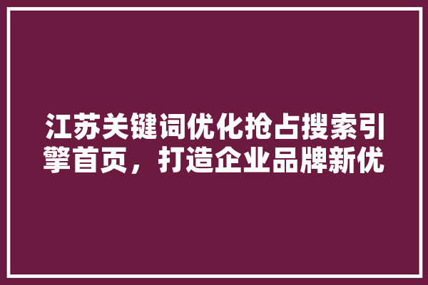 江苏关键词优化抢占搜索引擎首页，打造企业品牌新优势 智能问答