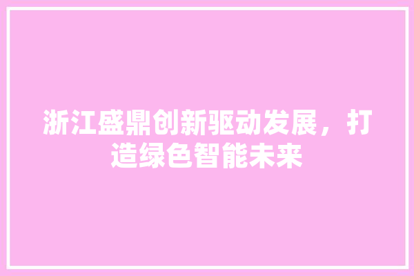 浙江盛鼎创新驱动发展，打造绿色智能未来
