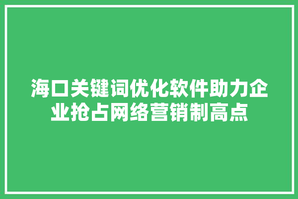 海口关键词优化软件助力企业抢占网络营销制高点 云服务