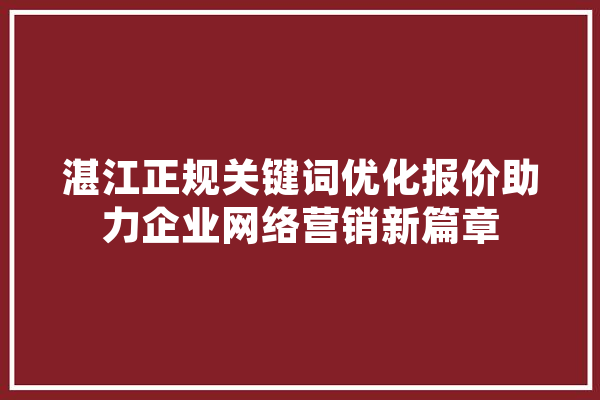 湛江正规关键词优化报价助力企业网络营销新篇章