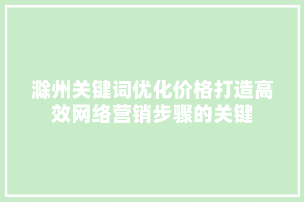 滁州关键词优化价格打造高效网络营销步骤的关键