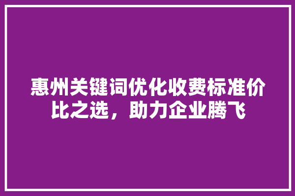 惠州关键词优化收费标准价比之选，助力企业腾飞 文字写作
