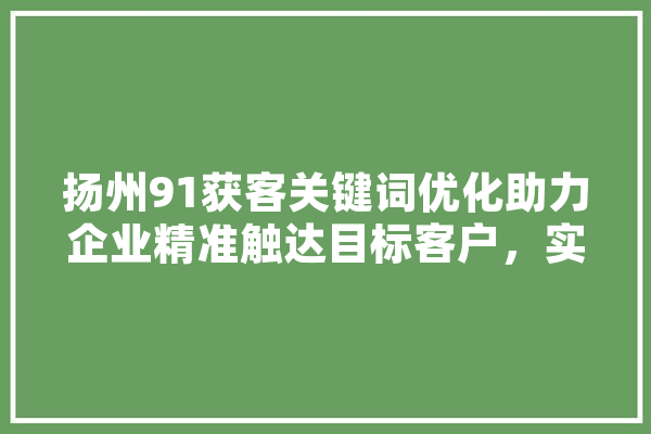 扬州91获客关键词优化助力企业精准触达目标客户，实现高效获客