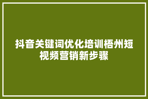 抖音关键词优化培训梧州短视频营销新步骤