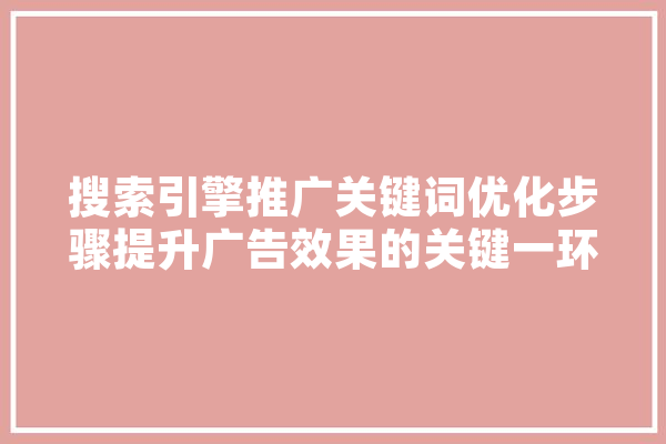 搜索引擎推广关键词优化步骤提升广告效果的关键一环