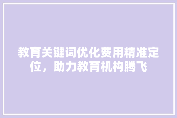 教育关键词优化费用精准定位，助力教育机构腾飞