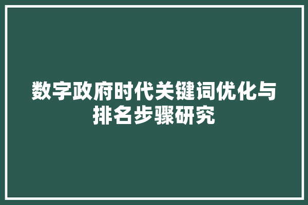数字政府时代关键词优化与排名步骤研究 文字写作