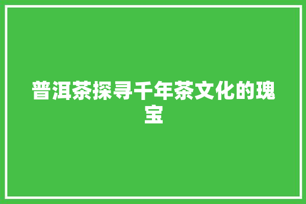 普洱茶探寻千年茶文化的瑰宝