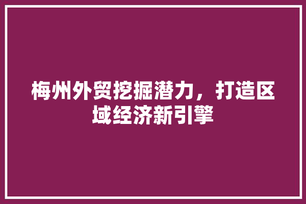 梅州外贸挖掘潜力，打造区域经济新引擎