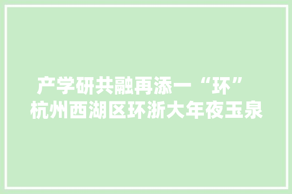 产学研共融再添一“环” 杭州西湖区环浙大年夜玉泉人工智能立异谷启动_人工智能_玉泉 智能助手