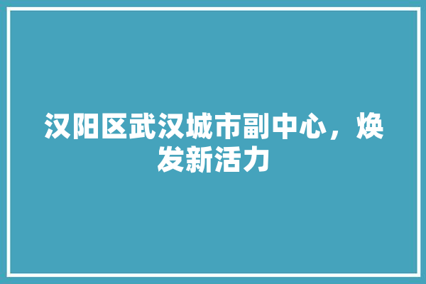 汉阳区武汉城市副中心，焕发新活力