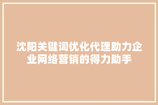 沈阳关键词优化代理助力企业网络营销的得力助手