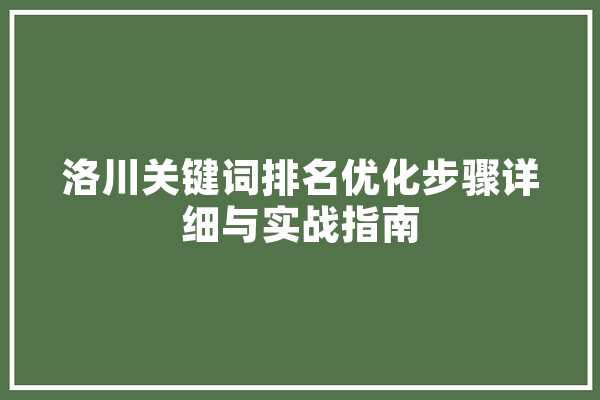 洛川关键词排名优化步骤详细与实战指南