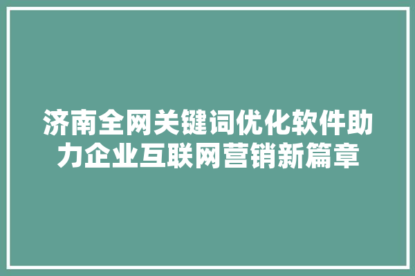 济南全网关键词优化软件助力企业互联网营销新篇章
