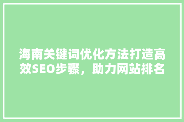 海南关键词优化方法打造高效SEO步骤，助力网站排名提升