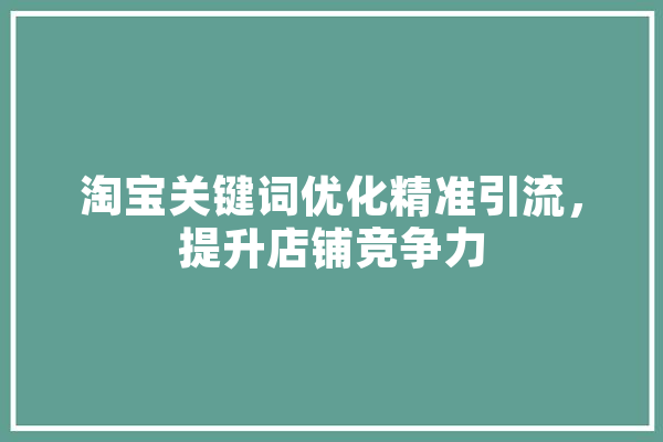 淘宝关键词优化精准引流，提升店铺竞争力