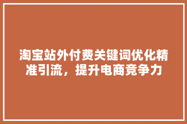淘宝站外付费关键词优化精准引流，提升电商竞争力