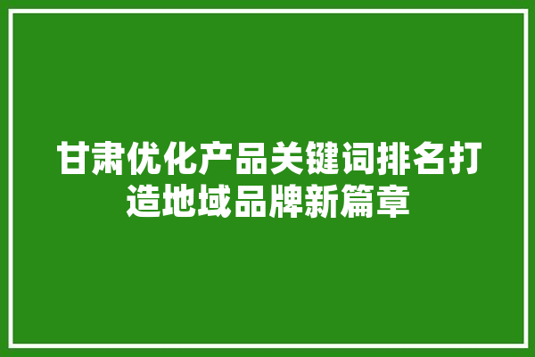 甘肃优化产品关键词排名打造地域品牌新篇章 云服务