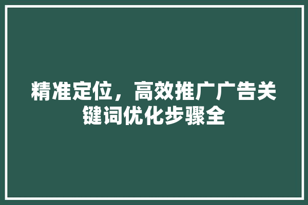 精准定位，高效推广广告关键词优化步骤全