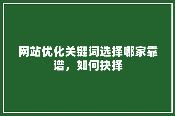 网站优化关键词选择哪家靠谱，如何抉择