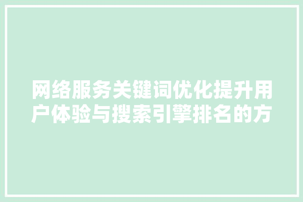 网络服务关键词优化提升用户体验与搜索引擎排名的方法