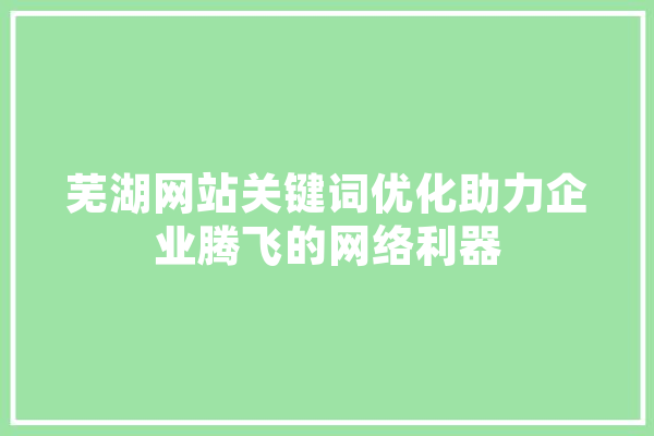 芜湖网站关键词优化助力企业腾飞的网络利器 绘影字幕