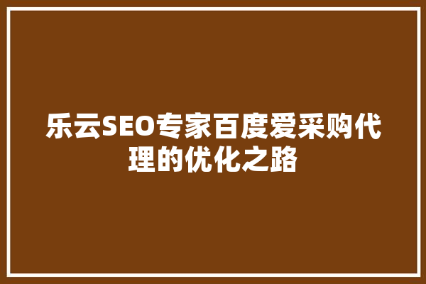 乐云SEO专家百度爱采购代理的优化之路