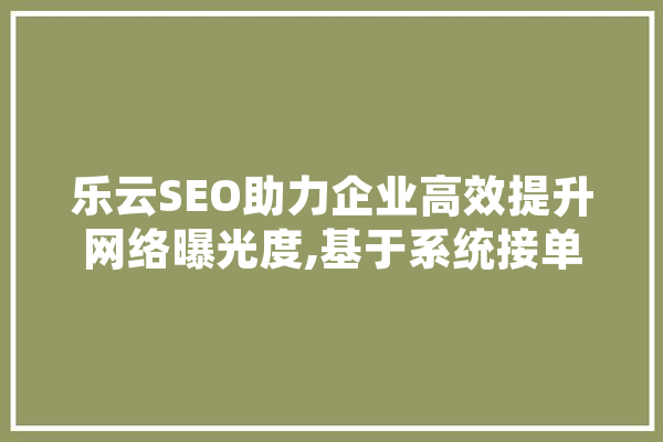 乐云SEO助力企业高效提升网络曝光度,基于系统接单乐云的方法