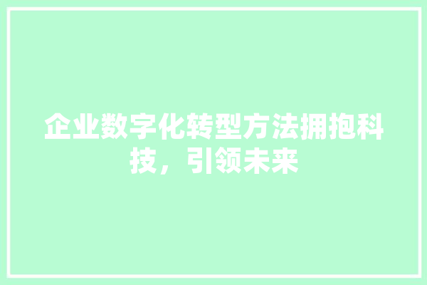 企业数字化转型方法拥抱科技，引领未来