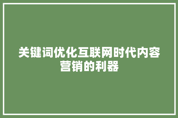 关键词优化互联网时代内容营销的利器