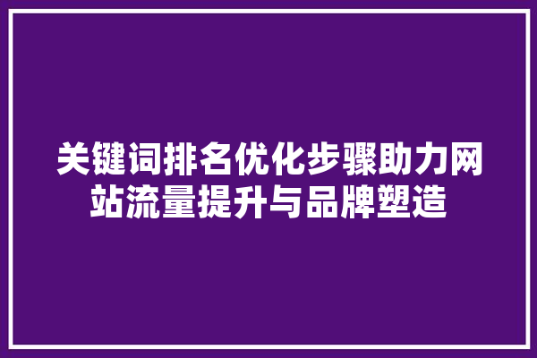 关键词排名优化步骤助力网站流量提升与品牌塑造 科技快讯