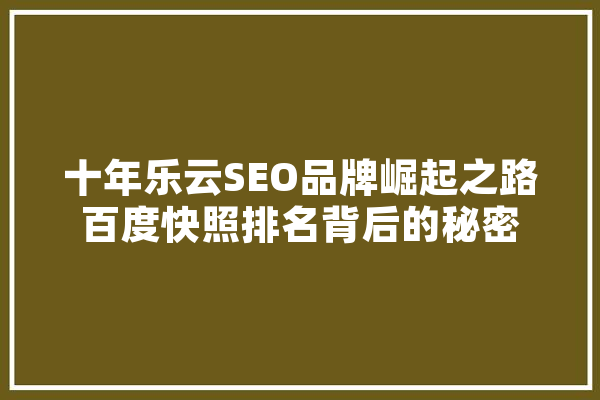 十年乐云SEO品牌崛起之路百度快照排名背后的秘密 绘影字幕