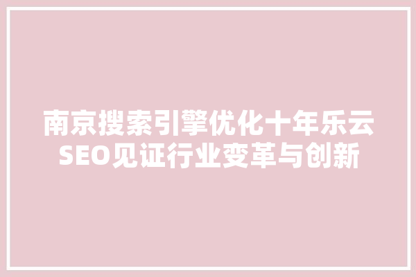 南京搜索引擎优化十年乐云SEO见证行业变革与创新 智能助手