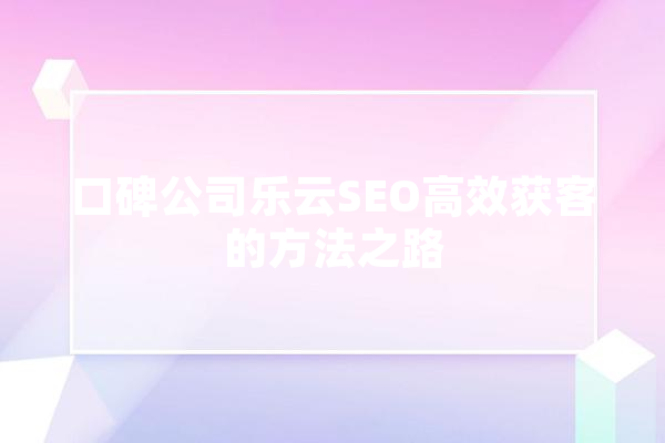 口碑公司乐云SEO高效获客的方法之路
