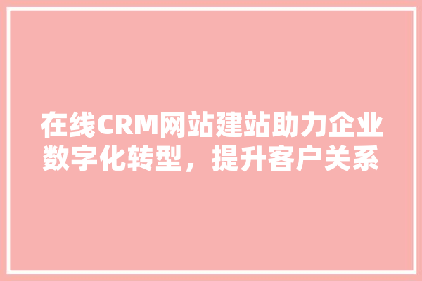 在线CRM网站建站助力企业数字化转型，提升客户关系管理效率 智能助手