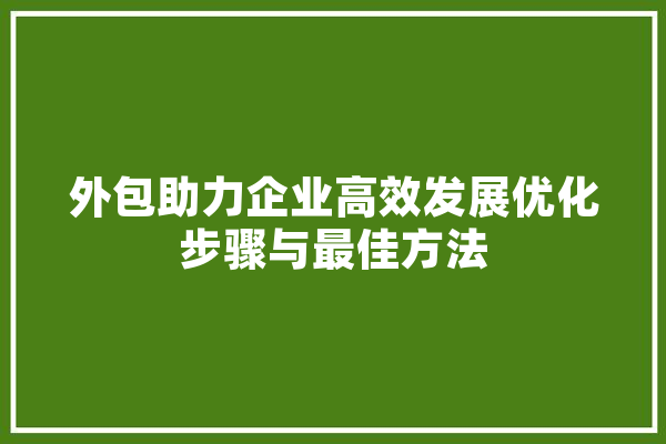 外包助力企业高效发展优化步骤与最佳方法