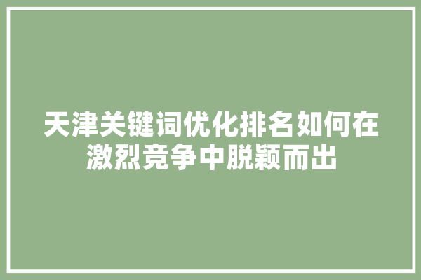 天津关键词优化排名如何在激烈竞争中脱颖而出