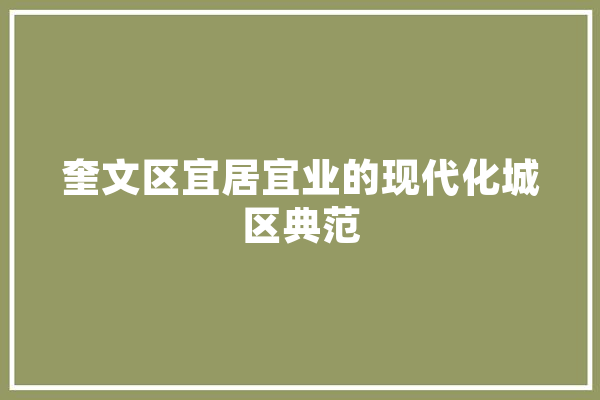 奎文区宜居宜业的现代化城区典范