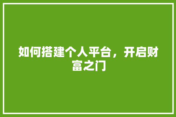 如何搭建个人平台，开启财富之门