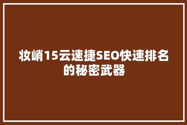 妆峭15云速捷SEO快速排名的秘密武器