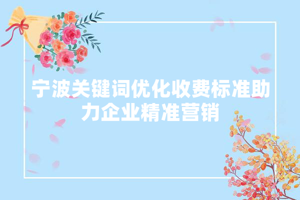 宁波关键词优化收费标准助力企业精准营销 文字写作